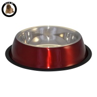Ellie-Bo Medium Stainless Steel Anti-Skid Bowl in Red